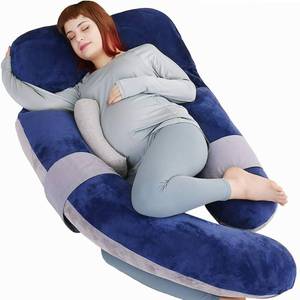 lot 2710 image: MOON PINE 60 Inch Pregnancy Pillow, Detachable U Shaped Full Body Pillow, Nursing and Maternity Pillow for Back, Hips, Legs and Belly Support for Pregnant Women with Removable Cover (Blue Grey) - Retail $35