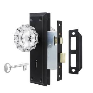 lot 2723 image: newliplace Mortise Lock Set for Interior Door with Crystal Glass Door Knobs - Retail $36