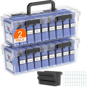 lot 2734 image: Lifewit Trading Card Storage Box with Handle, Fit for Toploader, 2 Pcs - Retail $24