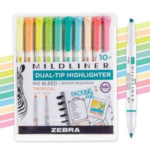 lot 2791 image: Zebra Pen MILDLINER Highlighter, Tropical Bisque Colors, Dual Tip, 10-Pack - Retail $18