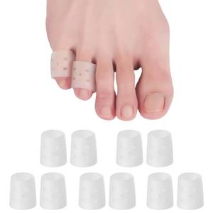 lot 2796 image: Hoogoo Pinky Toe Sleeves 10pcs with Hole, Toe Protecters Covers for Small Toe, Protect Toe from Rubbing, Ingrown Toenails, Corns, Blisters, Hammer Toes and Other Painful Toe Problems - Retail $9