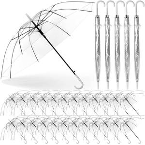 lot 2828 image: Reginary 30 Pieces Wedding Umbrellas Bulk Auto Open Stick Umbrellas with White European J Hook Handle Windproof Large Canopy Umbrella for Outdoor Wedding Bride Groom Photography Golf (Clear) - Retail $170