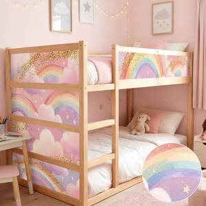 lot 2840 image: Maitys 5 Pcs Rainbow Bed Decals for Girls Pastel Bunk Bed Decals Cloud Removable Adhesive Twin Loft Stickers for Bedroom Room Furniture Decor - Retail $12