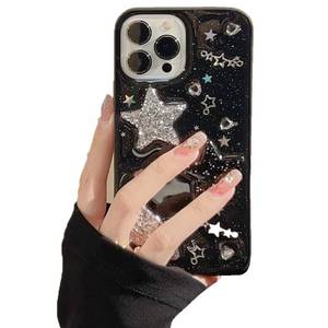 lot 2862 image: LOLAGIGISEE PHOTOS SOLD AS IS for iPhone 14 Pro Case Black Bling Stars 3D Hearts Diamond - Retail $9