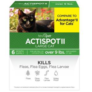lot 2872 image: TevraPet Actispot 2 Flea Treatment for Large Cats 9 lbs, 6 Doses - Retail $30