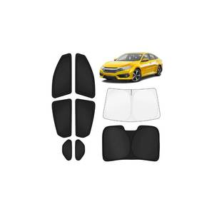 lot 2883 image: KUST Car Window Shades for Honda Civic 2016-2021 (No Hatchback) Windshield Sun Shade Side Window Cover UV Block Privacy Protection Civic Accessories for Camping Blackout Rear Back Full Set 8PCS - Retail $48