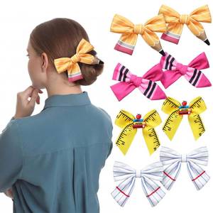 lot 2895 image: Rivvlive 8 Pcs 3 x 4 Bow Hair Clips Pencil Crayon Bow Gift - Retail $15