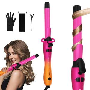 lot 2898 image: Extra-Long Barrel Rotating Curling Iron with Short Clamp, Automatic Curling Iron 1 Inch Creates Loose Curls �� for Medium and Long Hair, High Heat 410°F, Instant Heat up, Double Ceramic, Dual Voltage - Retail $28