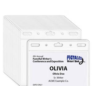 lot 2903 image: Clear ID Holder for Lanyard - ID Card Holder Waterproof (Inches, 4 x 3 Horizontal 100 Pack) - Retail $16