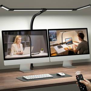 lot 2934 image: ONEMIX LED Desk Lamp with Clamp, 42-Inch 4-Panel Light for Dual Monitors - Retail $50