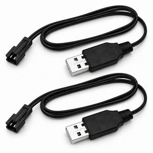 lot 2938 image: 3.7V Battery Charger with SM-2P Plug USB Li-ion Battery Charger for RC Car Amphibious Stunt Car Trucks Boats for Bazooka Rocket Blower Bubble Gun Battery (2PCS Cable) - Retail $5