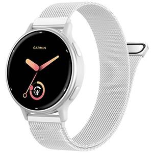 lot 2954 image: 20mm Metal Band Compatible for Garmin Vivoactive 5Vivoactive 63 Watch Bands, Breathable Stainless Steel Mesh Strap Replacement Bracelet for Venu Sq 2 Forerunner 55245 Watch Band Women Men, Silver - Retail $10