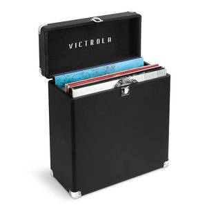 lot 2709 image: Victrola Collector - Vinyl Record Storage Case, Holds 30 LPs - Black - Retail $55