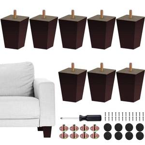 lot 2724 image: TURSTIN Set of 8 Furniture Legs 3 Inch Square Solid Wood Couch Legs Replacement Sofa Legs Mid Century Furniture Feet for Armchair Bed Dresser Cabinet Include Installation Hardware, Brown - Retail $30