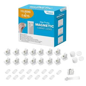 lot 2760 image: Vmaisi Baby Proofing Magnetic Cabinet Locks (15 Locks and 2 Keys) - Retail $40
