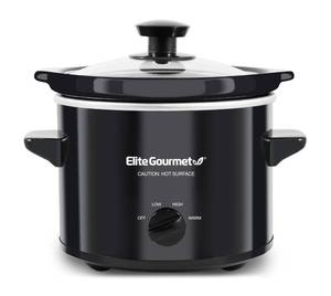 lot 2794 image: Elite Gourmet MST239X Electric Round Slow Cooker, 2 Qt, Black - Retail $18