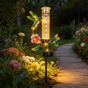 lot 2813 image: BUARO8AGA Hummingbird Rain Gauge Outdoor, 38 Tall Solar Rain Gauges - Retail $24
