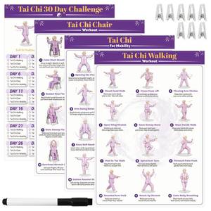 lot 2841 image: Tai Chi Workout Chart Poster Set for Seniors&Beginners,Purple,11.8X8.3inch - Retail $12