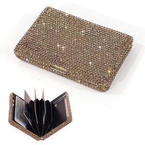 lot 2868 image: BlingSHD Business Card Case,Bling Cards Wallet Aluminum Purse Credit Card Organizing Hard Case Rhinestones Business Card Case Holder for Men & Women (Gold) - Retail $16