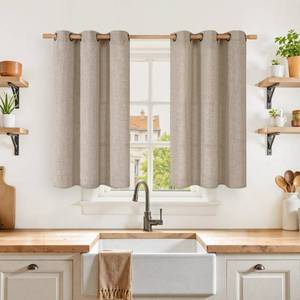 lot 2899 image: YoungsTex Burlap Linen Curtains 40 lnch Length for Kitchen Window - Retail $24