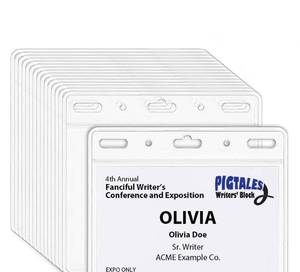 lot 2919 image: Clear ID Holder for Lanyard - ID Card Holder Waterproof (Inches, 4 x 3 Horizontal 100 Pack) - Retail $16