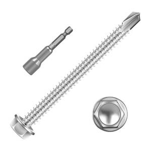 lot 2943 image: 45 PCS #14 x 3-12 Hex Washer Head Self Drilling Screw, 410 Stainless Steel Fast Self Tapping Screws, Flanged Sheet Metal Screws - Retail $17