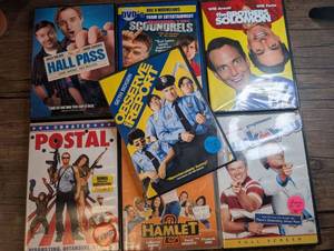 lot 1419 image: DVD Lot of 7 AdultDark Comedy Movies Including Hall Pass, Postal, Stuck on You and more