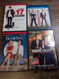 lot 1421 image: DVD and Blu-ray Lot of 4 Comedy &amp Romantic Comedy Movies Including 17 Again, Neighbors, Bewitched, Date Night