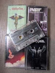lot 1445 image: Music Cassette Lot of 5 Hard Rock &amp Heavy Metal Tapes&nbspMtley Cre, Dokken, Ratt &amp Faith No More, Cheap Trick