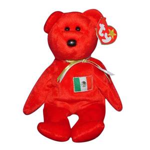 lot 6703 image: Ty Beanie Babies Osito the Bear Mexican Flag USA Exclusive Plush 1999 - Retail $6,500