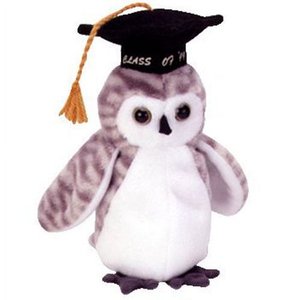 lot 6726 image: Ty Beanie Babies - Wiser the Owl - 1999 Graduation (Retired) - Retail $349