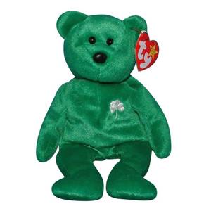 lot 6733 image: Ty Beanie Babies Erin the Bear with Shamrock Plush 1998 - Retail $21,400