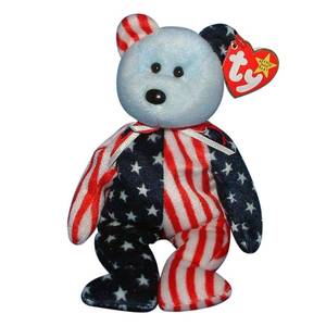 lot 6746 image: ENCASED Ty Beanie Baby Spangle the Bear - Blue Face  Stuffed Animal  MWMT - Retail $4,000