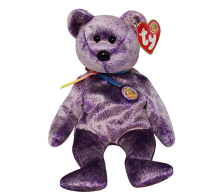 lot 6749 image: ENCASED Ty Purple Bear Stuffed Animal - Retail $0