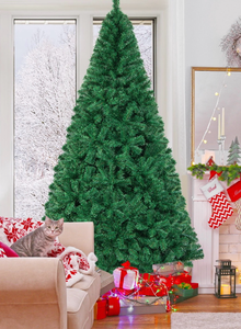 lot 6642 image: Costway 8-ft Full Rightside-up Green Artificial Christmas Tree (unlit) Lights - Retail $0