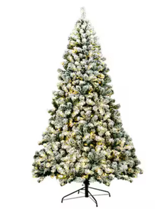 lot 6644 image: Costway 7.5-ft Pre-lit Full Rightside-up Flocked White Artificial Christmas Tree with White LED Lights - Retail $0