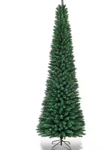lot 6648 image: Costway 7-ft Pencil Rightside-up Green Artificial Christmas Tree (unlit) Lights - Retail $0