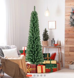 lot 6756 image: 6ft prelit pencil Christmas Tree - Retail $0