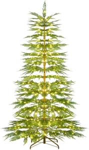 6.5ft PreLit Christmas matter w/ Faux Cypress Leaves Hinged Artificial Xmas Tree - Retail: $0