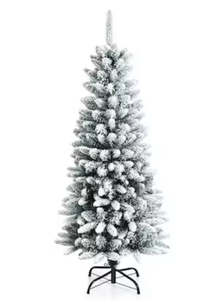 lot 6760 image: Costway 4.5-ft Pencil Rightside-up White Artificial Christmas Tree (unlit) Lights - Retail $0