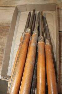 lot 5309 image: Vintage Lathe Tools with Wood Handles