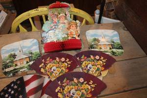 lot 5344 image: Antique Valentine and Funeral Fans