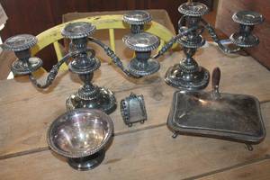 lot 5366 image: Vintage Silver Candleholders and More