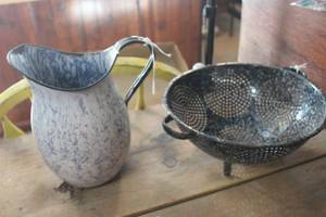 lot 5376 image: Vtg. Enamelware Pitcher and More