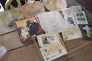 lot 5453 image: Antique Funeral Fans and Post Cards