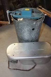 lot 5499 image: Vintage Hand Cranked Ice Cream Maker & More