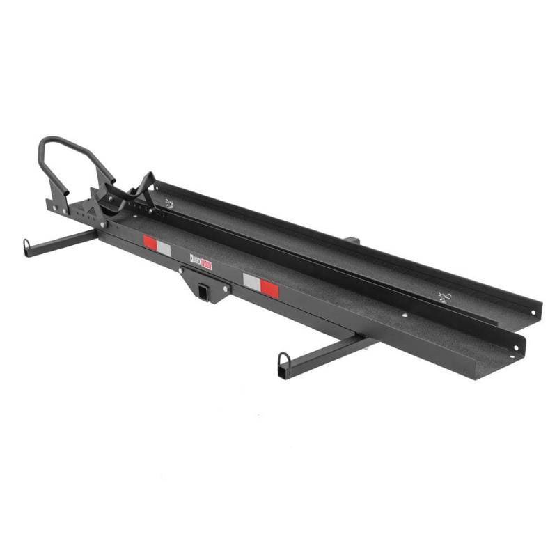 lot 29635 image: Black Widow Motorcycle Hitch Carrier with Ramp  Class III or IV  600 lb Capacity - Retail $330