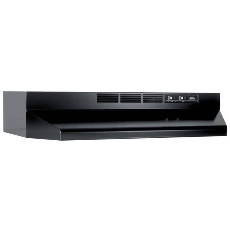 lot 29638 image: Broan 30-Inch 2-Speed Under-Cabinet Non-Ducted Range Hood  Black - Retail $90