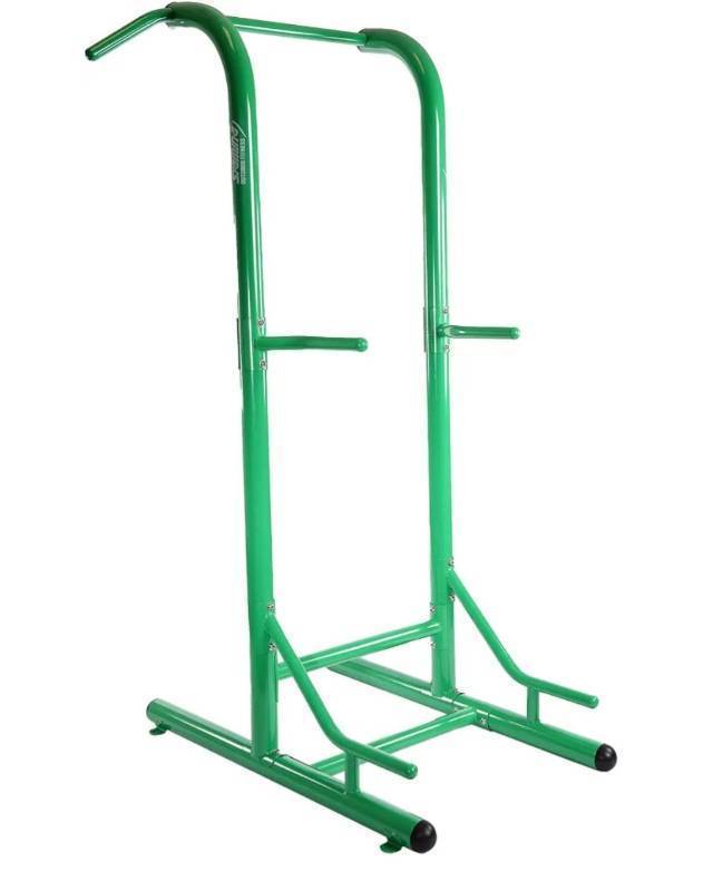 lot 29595 image: Stamina Pull Up Bar Tower & Dip Station, Free Standing Outdoor Home Gym Equipment - Adjustable and Portable Workout Stand  - Retail $349