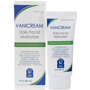 lot 47611 image: Vanicream Daily Facial Moisturizer with Hyaluronic Acid & Ceramides for Sensitive Skin - Unscented - 3 fl oz - Retail $15